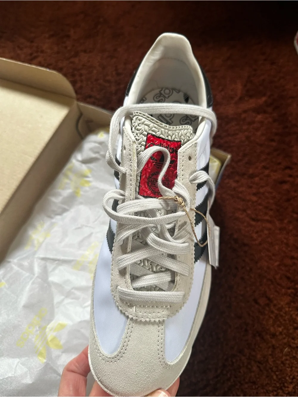 adidas SL 72 White Grey Black with Red Midsole Stripe